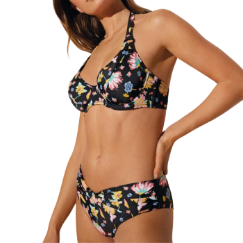 YM-82180-82189- Bikini combinato con ferretto - nero floreale