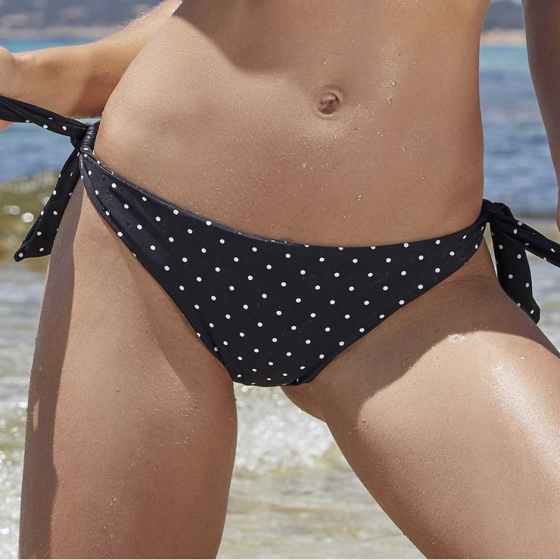 Brasiliana con lacci combinabile nera pois