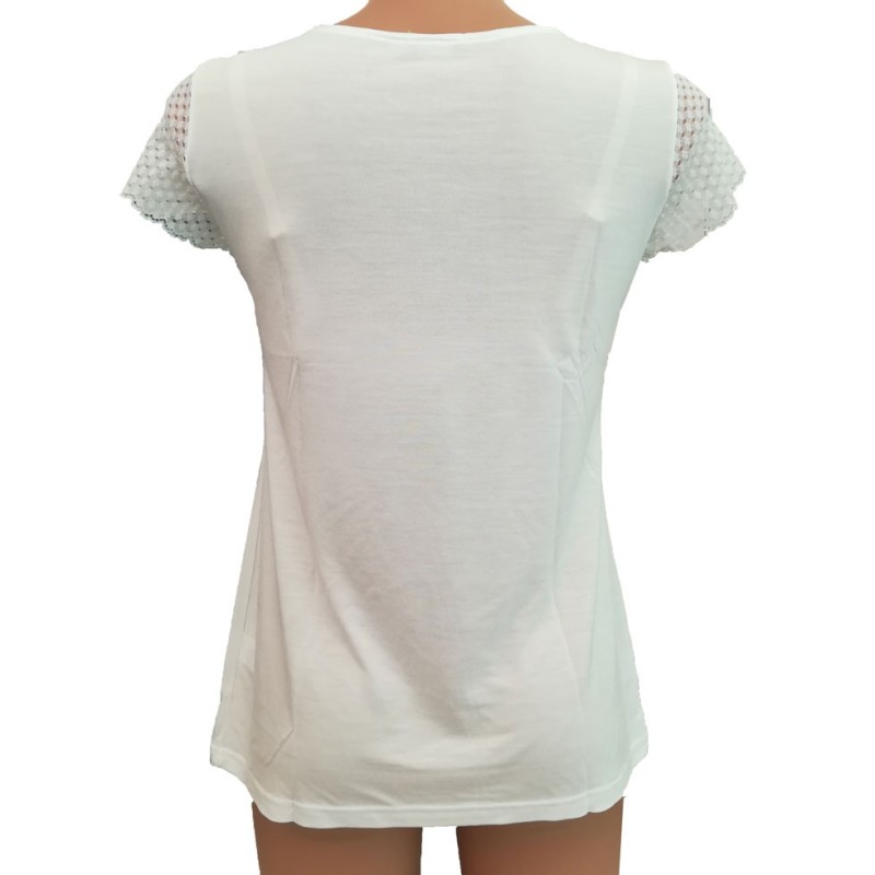 Maglietta pizzo traforato bianco Antonella