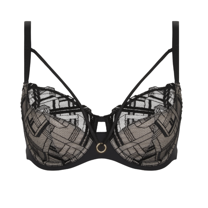 CL-C21S10-011- Reggiseno coprente Graphic con ferretto - nero