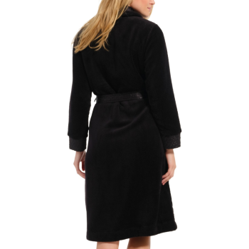 PA-75232-350-0- Vestaglia donna in coral con cintura - Nero