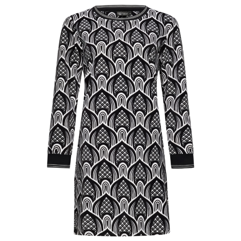 PA-85232-344-3 - Camicia da notte manica lunga Polar Fleece - nero e bianco