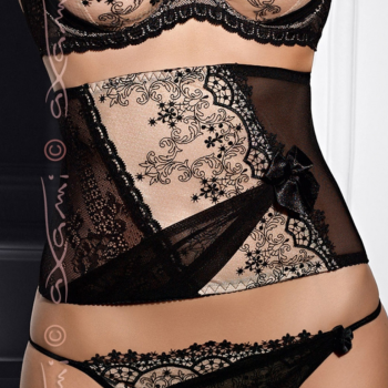 AX-V4982- Corpetto in tulle e pizzo Sunrise Glare - nero e nude