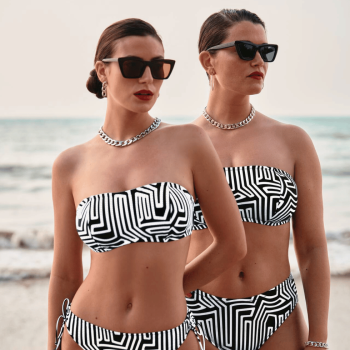 ANI-M48824-1.001- Bikini due pezzi a fascia con ferretto Bella - nero e bianco