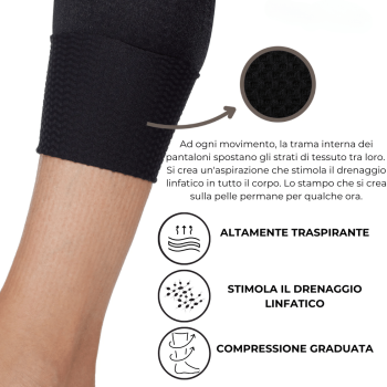 ANI1693.001-Sport tights massage - leggings magici 3/4 linfodrenanti a compressione graduata - nero