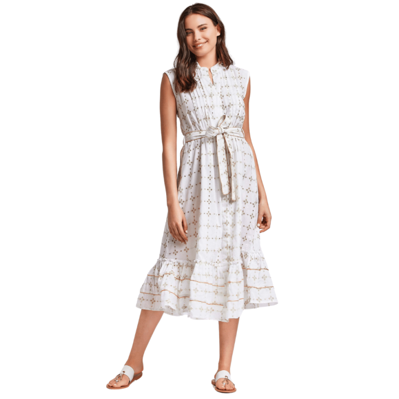 IC-24-017-Maxi Abito svasato Iris in cotone - bianco