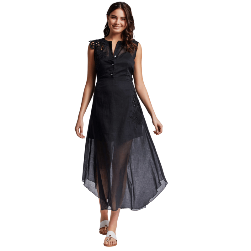 IC-24-135 - Abito lungo Lipari in Cotone - nero