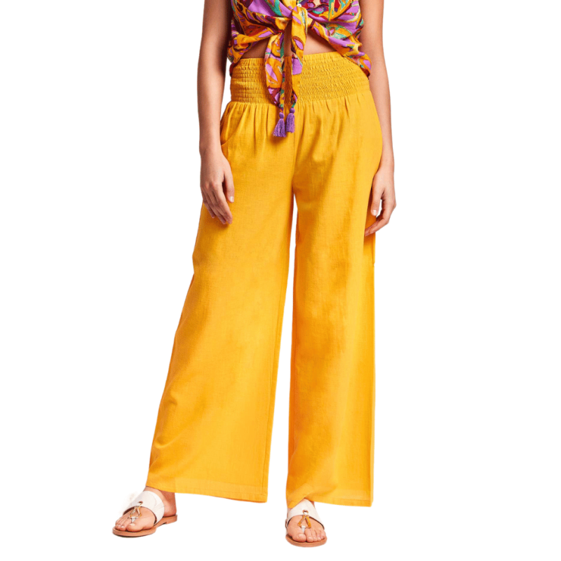 IC-24-024-Pantalone Palazzo in cotone -  Saffron