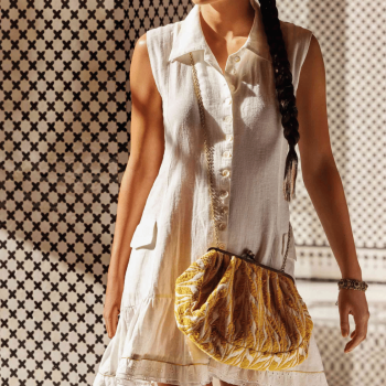 IC-24-B31-Borsa tracolla in cotton bland Linda - senape e panna