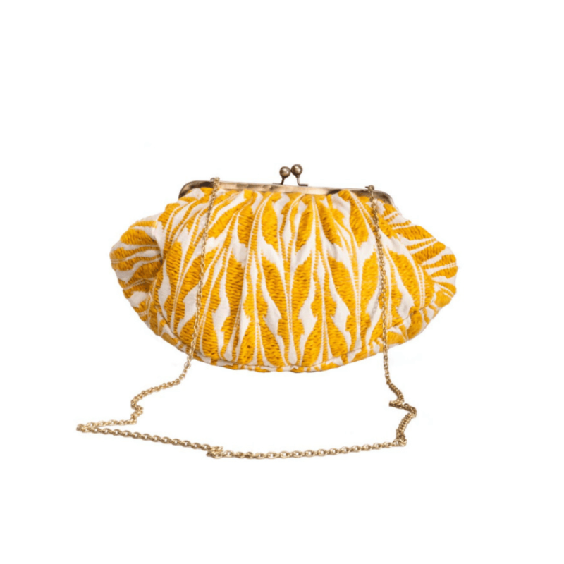 IC-24-B31-Borsa tracolla in cotton bland Linda - senape e panna