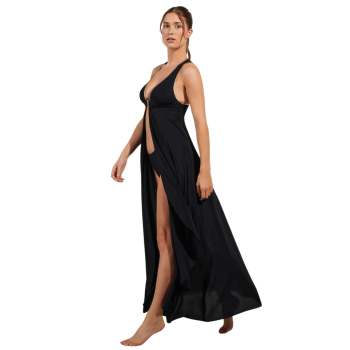 PDS-RO165377BLK - Abito lungo aperto sul davanti Rosane - nero