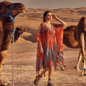 DB-24-121-Poncho Tango stampa animalier - multicolor arancione