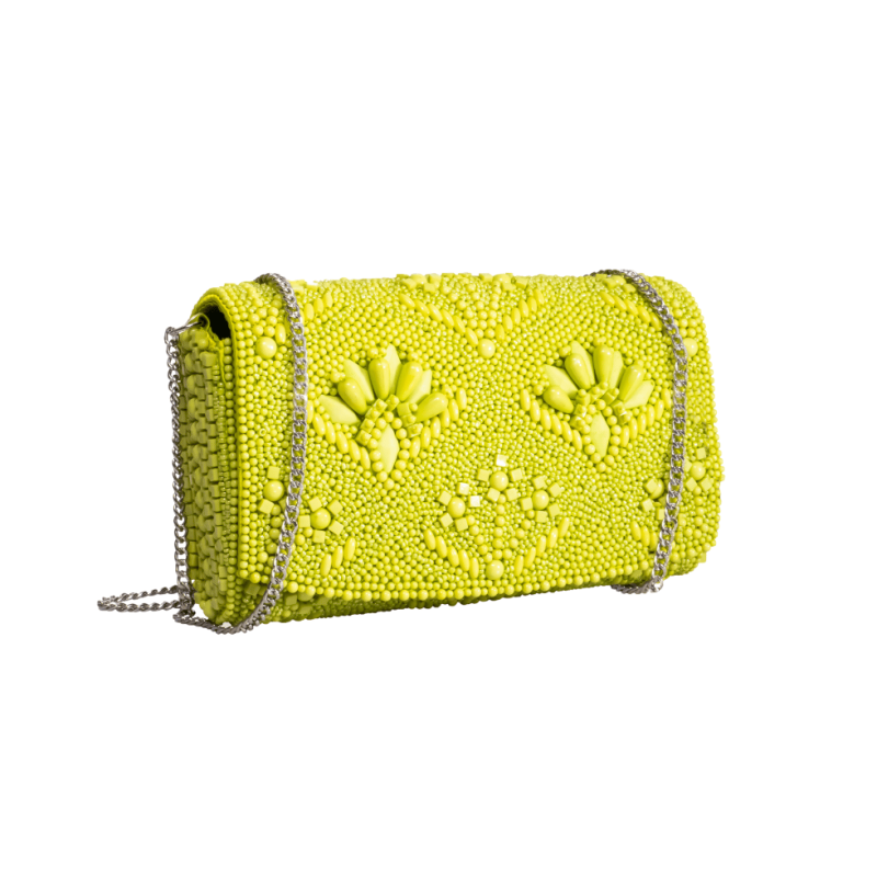 IC-24-B03LIME-Borsa pochette Maya in perline - Lime