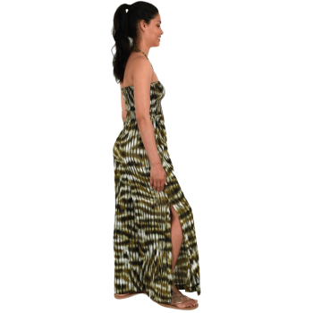 SF-73700-958- Tuta in viscosa fantasia astratta - verde militare