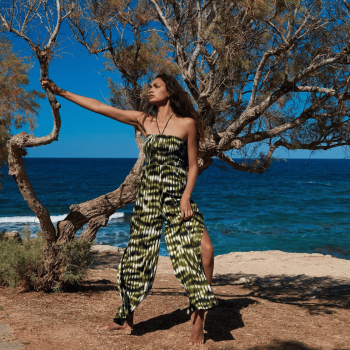 SF-73700-958- Tuta in viscosa fantasia astratta - verde militare