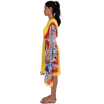SF-73811-99- Poncho fantasia astratta floreale - multicolor