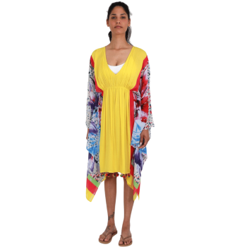 SF-73811-99- Poncho fantasia astratta floreale - multicolor