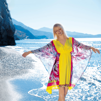 SF-73811-99- Poncho fantasia astratta floreale - multicolor