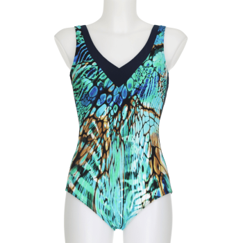 SF-72181-3023- Costume Intero modellante forte addominale - blu notte turchese