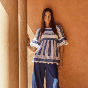 DB-24-047-Blusa in cotone Atena - bianco blu