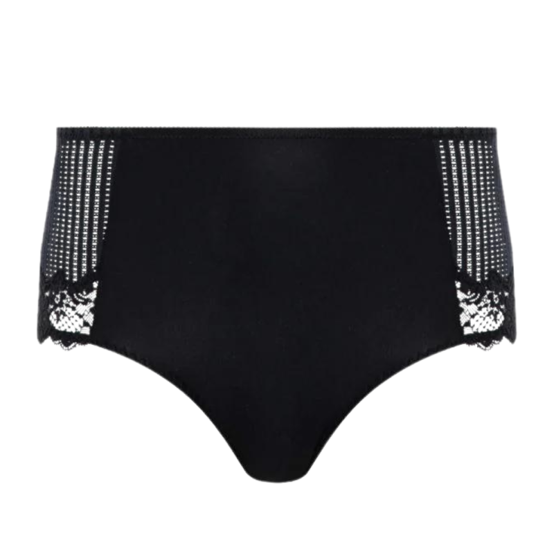 CL-C93740-011 - Coulotte a vita alta Marilyn con pizzo - Nero