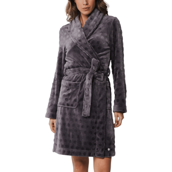 PA-70242-134-0- Vestaglia donna in pile di flanella- Dark grey