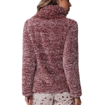 RE-41242-404-2 - Pigiama due pezzi manica lunga in morbido tessuto - Dark red funghetti