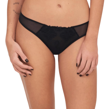 CL-C26090-011- Tanga Champs-Elysées in pizzo - Nero