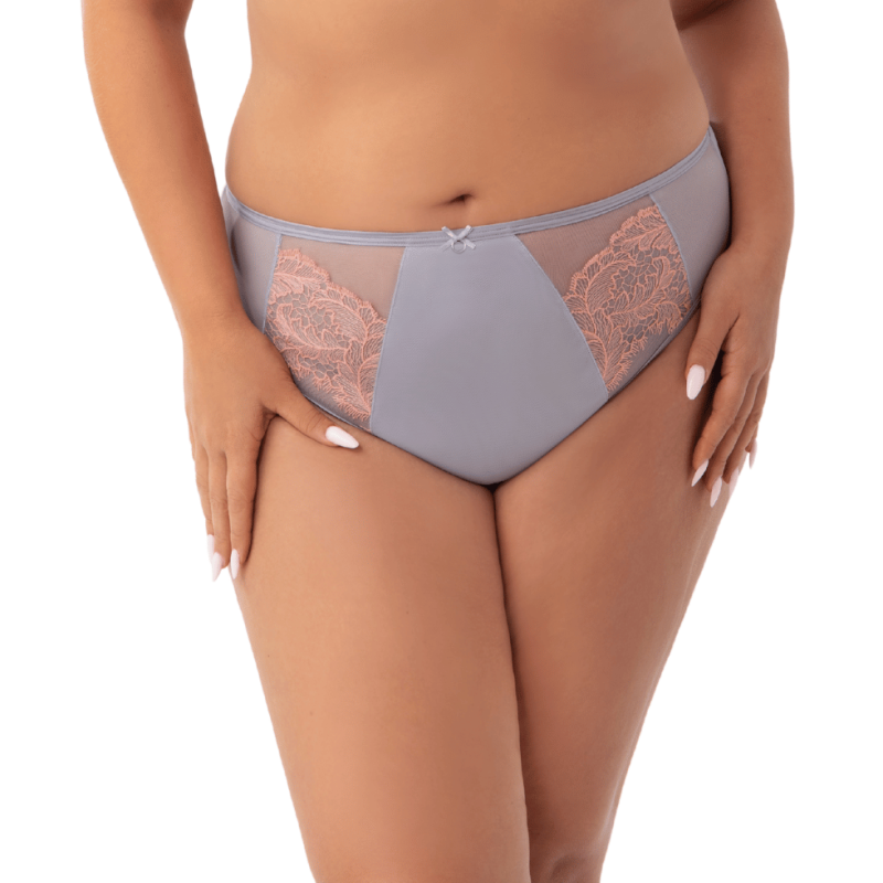 GOR-K908GREY-PERLA- Slip alto con tulle taglio laser Perla - Grigio