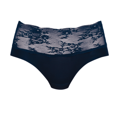 Slip vita alta con pizzo Essential Lace blu mare