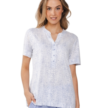 PA-121251-214-1 Pigiama serafino manica corta con pantalone lungo - azzurro