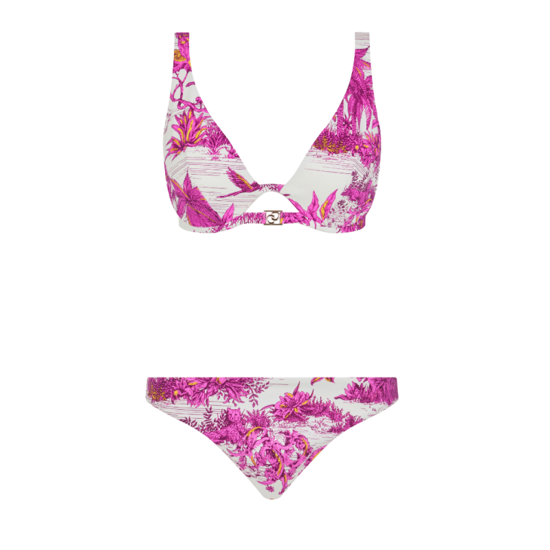 CL-C17UMA-A11-Bikini due pezzi a triangolo Sauvage con monoferretto - white jungle