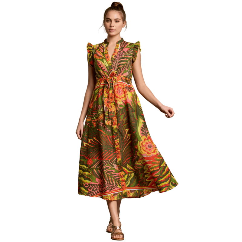 IC-25-101-Maxi Abito svasato in cotone Ivana - multicolor