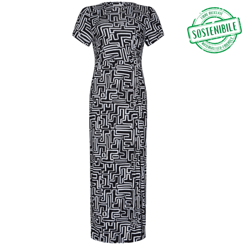 PA-311251-352-2- Abito in viscosa lungo - fantasia geometrica
