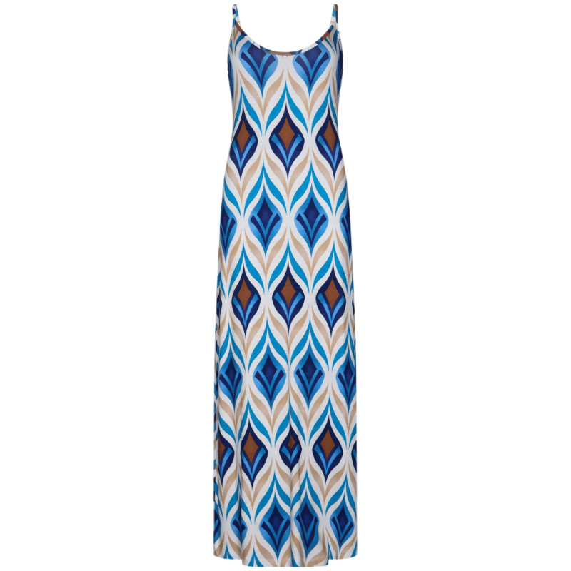 PA-311251-308-3- Abito in viscosa con spalline lungo - fantasia rombi