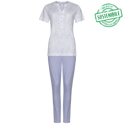 Pigiama serafino azzurro in cotone Pastunette