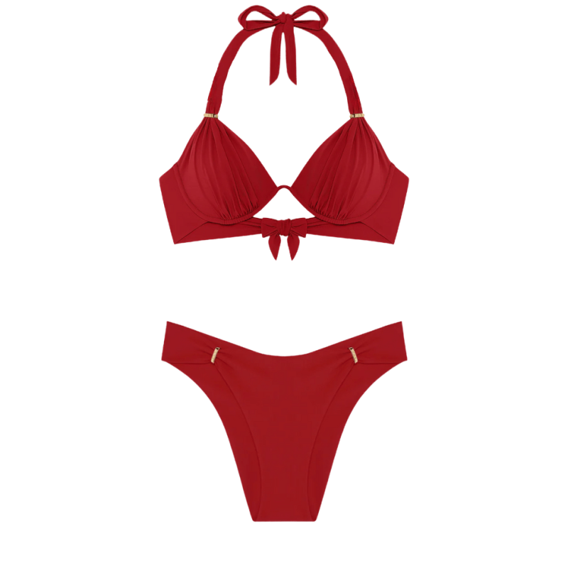 PDS-SG613867D-RED- Bikini triangolo Fabia e slip laccetto Diva - garance red
