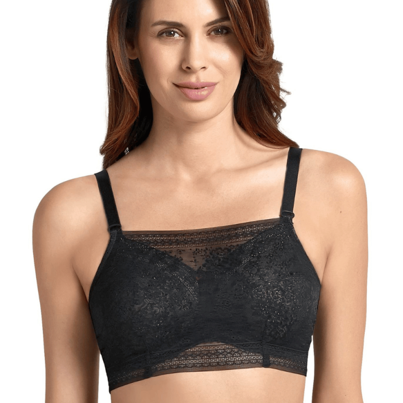 ANI0600.001 - Top bandeau Fleur in pizzo - nero