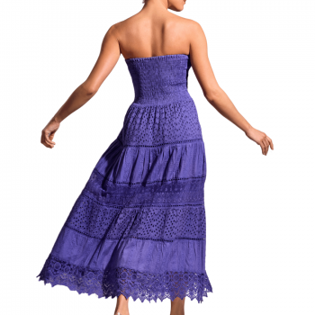 DB-25-022-DARK BLUE-Abito svasato Gaia in cotone - Dark blue violet