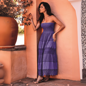 DB-25-022-DARK BLUE-Abito svasato Gaia in cotone - Dark blue violet