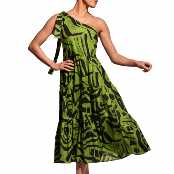 DA-25-113-Abito monospalla Ariel - multicolor verde