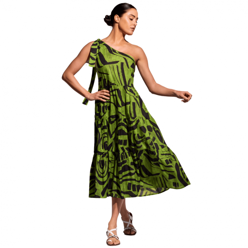 DA-25-113-Abito monospalla Ariel - multicolor verde