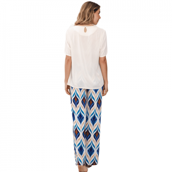 PA-341251-307/8 - Pigiama mezza manica con pantalone lungo - fantasia geometrica