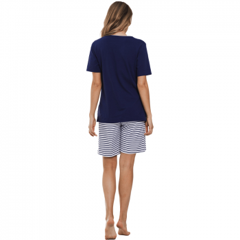 PA-131251-122-1 Pigiama manica corta con pantalone corto cotone organico - Blu