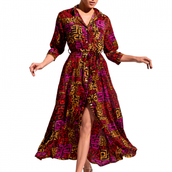 DB-25-079-Maxi Abito svasato Regina - multicolor