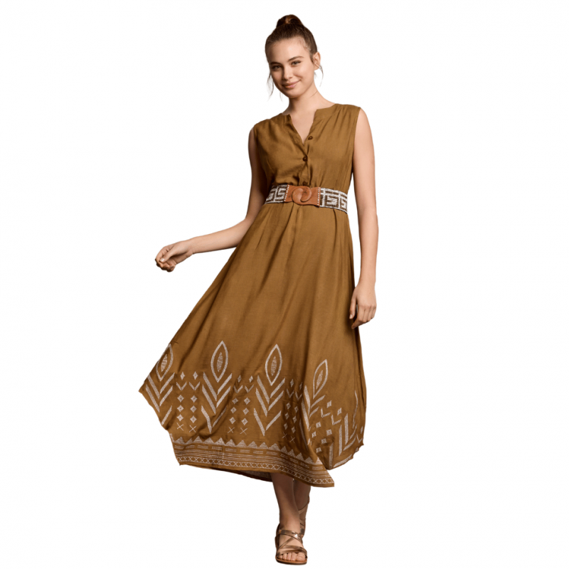 IC-25-047 - Abito lungo Nivea in Cotone - brown