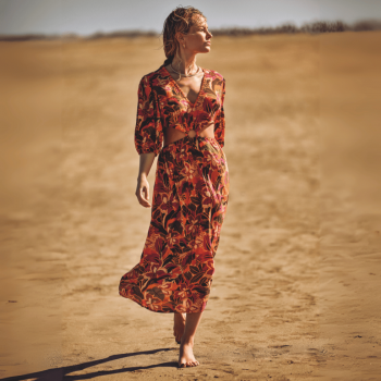 VI-25-055-Maxi Abito svasato Rose - multicolor