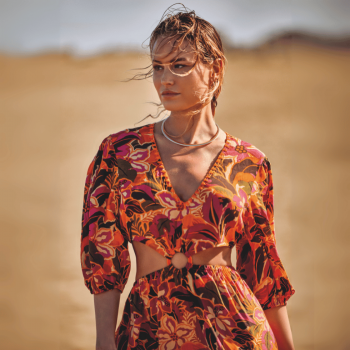 VI-25-055-Maxi Abito svasato Rose - multicolor