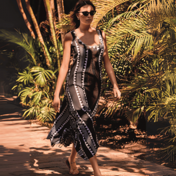 VI-25-111-Maxia abito Nora svasato in cotone - multicolor