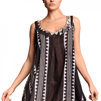 VI-25-111-Maxia abito Nora svasato in cotone - multicolor